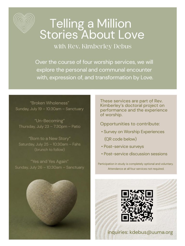 Poster "Telling a Million Stories About Love" with Rev. Kimberley Debus